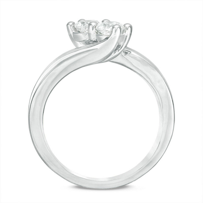 Main Image 3 of Ever Us™ 0.62 CT. T.W. Two-Stone Diamond Bypass Ring in 14K White Gold