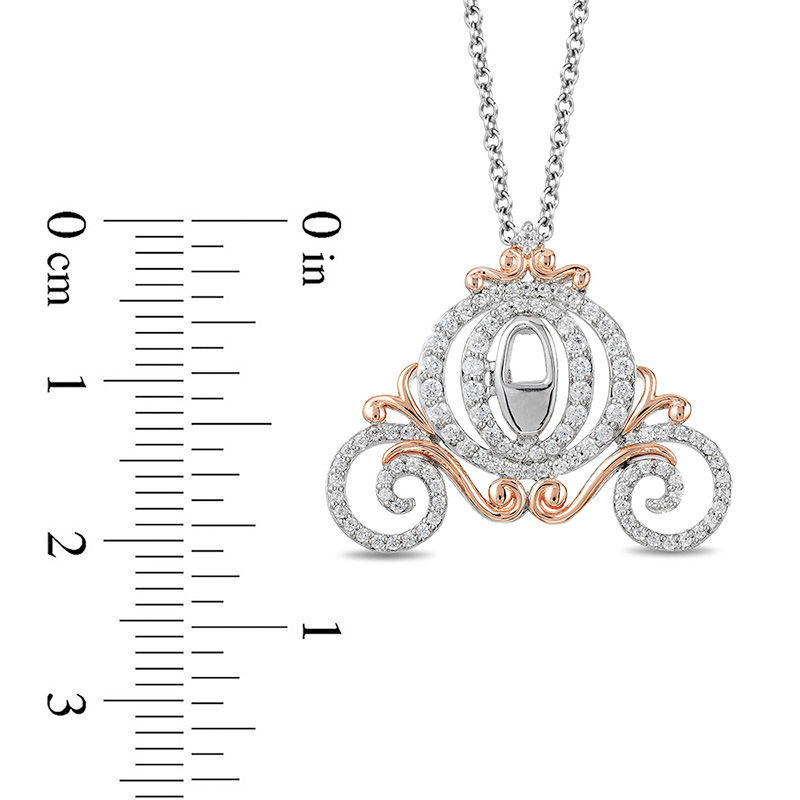 Enchanted Disney Cinderella 0.45 CT. T.W. Diamond Carriage Pendant in 10K Two-Tone Gold - 19"|Peoples Jewellers