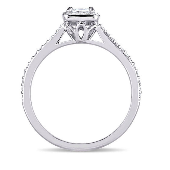 Julianna B™ 0.75 CT. T.W. Emerald-Cut Diamond Frame Engagement Ring in 14K White Gold