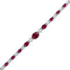 Thumbnail Image 0 of Oval Lab-Created Ruby and White Sapphire Alternating Bracelet in Sterling Silver - 7.25"