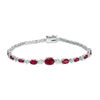 Thumbnail Image 1 of Oval Lab-Created Ruby and White Sapphire Alternating Bracelet in Sterling Silver - 7.25"