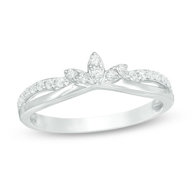 0.20 CT. T.W. Diamond Leaf Anniversary Band in 14K White Gold