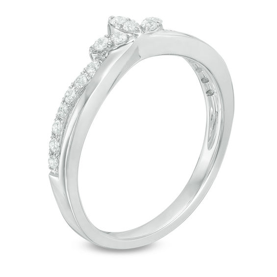 0.20 CT. T.W. Diamond Leaf Anniversary Band in 14K White Gold