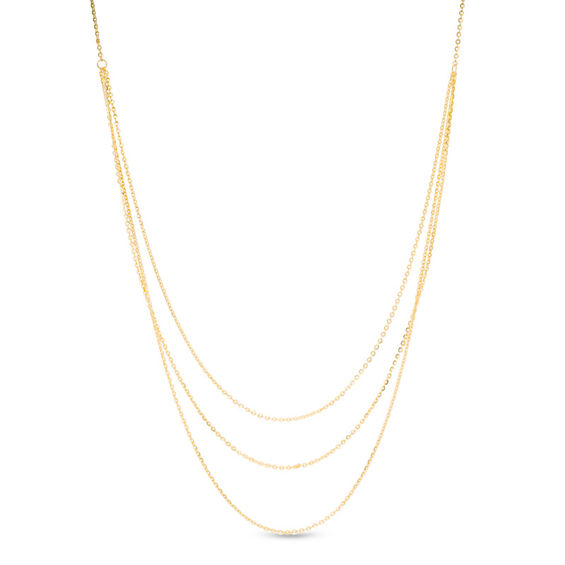 Triple Strand Necklace in 14K Gold