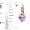 Oval Amethyst, White Topaz and Diamond Accent Frame Drop Earrings in 14K Rose Gold