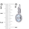 Thumbnail Image 2 of Oval Aquamarine, White Topaz and Diamond Accent Frame Drop Earrings in 14K White Gold