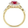 Oval Lab-Created Ruby, White Topaz and Diamond Accent Frame Ring in 14K Gold