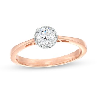 0.50 CT. T.W. Certified Canadian Diamond Frame Engagement Ring in 14K Rose Gold (I/I1)