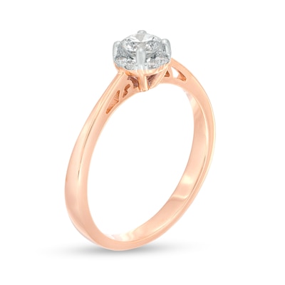 0.50 CT. T.W. Certified Canadian Diamond Frame Engagement Ring in 14K Rose Gold (I/I1)