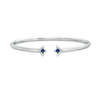 Vera Wang Love Collection Princess-Cut Blue Sapphire and Diamond Accent Flex Bangle in Sterling Silver - 7.5"