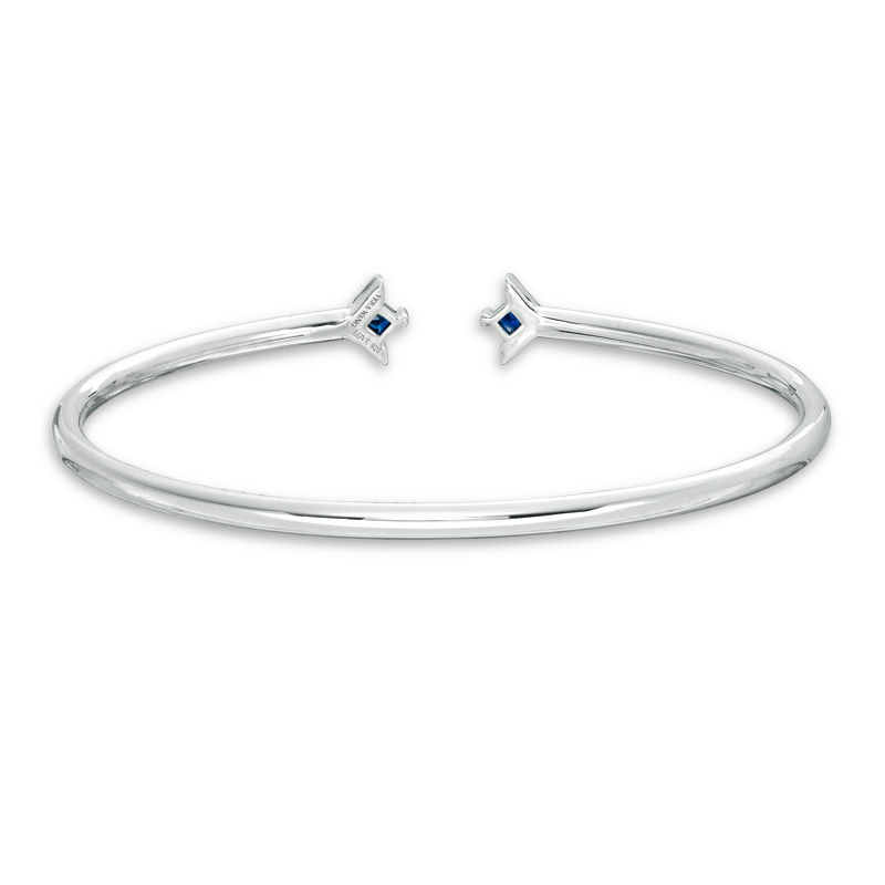 Vera Wang Love Collection Princess-Cut Blue Sapphire and Diamond Accent Flex Bangle in Sterling Silver - 7.5"|Peoples Jewellers