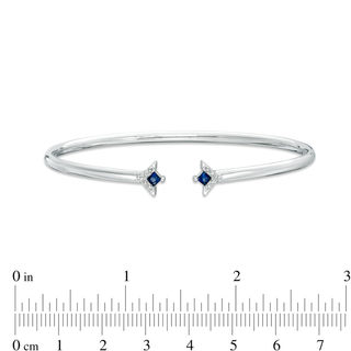 Vera Wang Love Collection Princess-Cut Blue Sapphire and Diamond Accent Flex Bangle in Sterling Silver - 7.5"