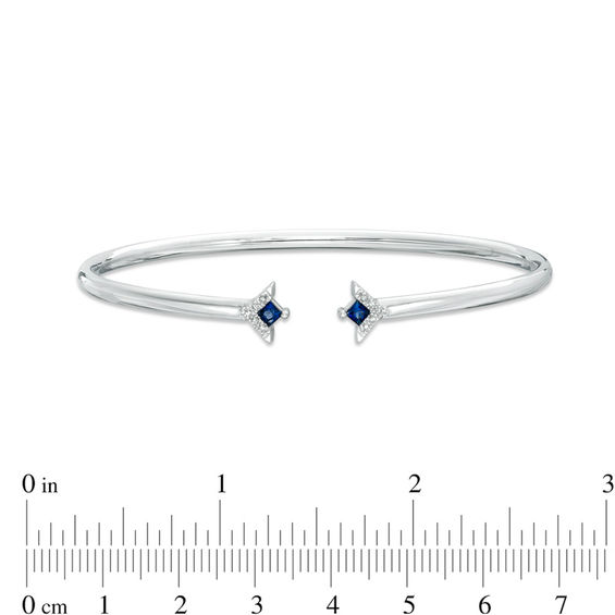 Vera Wang Love Collection Princess-Cut Blue Sapphire and Diamond Accent Flex Bangle in Sterling Silver - 7.5"