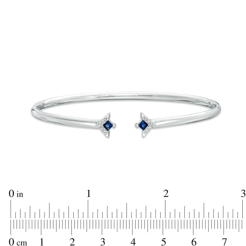 Vera Wang Love Collection Princess-Cut Blue Sapphire and Diamond Accent Flex Bangle in Sterling Silver - 7.5"|Peoples Jewellers