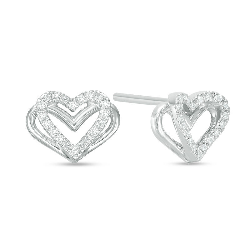 The Kindred Heart from Vera Wang Love Collection 0.09 CT. T.W. Diamond Mini Stud Earrings in Sterling Silver