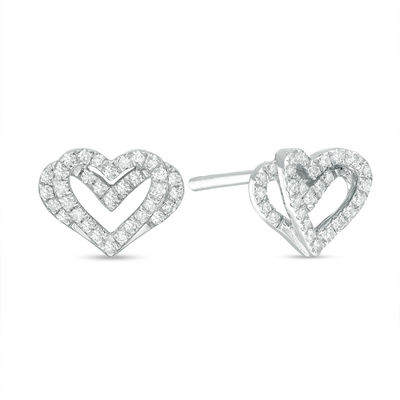 The Kindred Heart from Vera Wang Love Collection 0.15 CT. T.W. Diamond Mini Stud Earrings in Sterling Silver