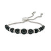 Graduating Black Agate and Lab-Created White Sapphire Bolo Bracelet in Sterling Silver - 9.0"