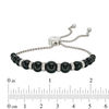 Graduating Black Agate and Lab-Created White Sapphire Bolo Bracelet in Sterling Silver - 9.0"