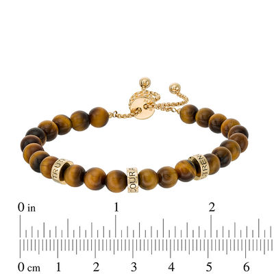 6.0mm Tiger's Eye Bead and Station Bolo Bracelet in 10K Gold - 9.0"