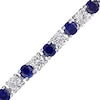 4.0mm Lab-Created Blue and White Sapphire Alternating Tennis Bracelet in Sterling Silver - 7.25"