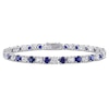 4.0mm Lab-Created Blue and White Sapphire Alternating Tennis Bracelet in Sterling Silver - 7.25"