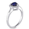 Thumbnail Image 1 of 6.0mm Heart-Shaped Lab-Created Blue Sapphire and Diamond Accent Frame Ring in 10K White Gold