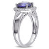 9.0mm Lab-Created Blue and White Sapphire Frame Tri-Sides Ring in Sterling Silver