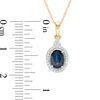 Oval Blue Sapphire and Diamond Accent Frame Tri-Top Pendant in 10K Gold