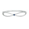 Thumbnail Image 0 of Vera Wang Love Collection Princess-Cut Blue Sapphire and 0.37 CT. T.W. Diamond Bangle in Sterling Silver - 7.5"