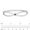 Thumbnail Image 1 of Vera Wang Love Collection Princess-Cut Blue Sapphire and 0.37 CT. T.W. Diamond Bangle in Sterling Silver - 7.5"