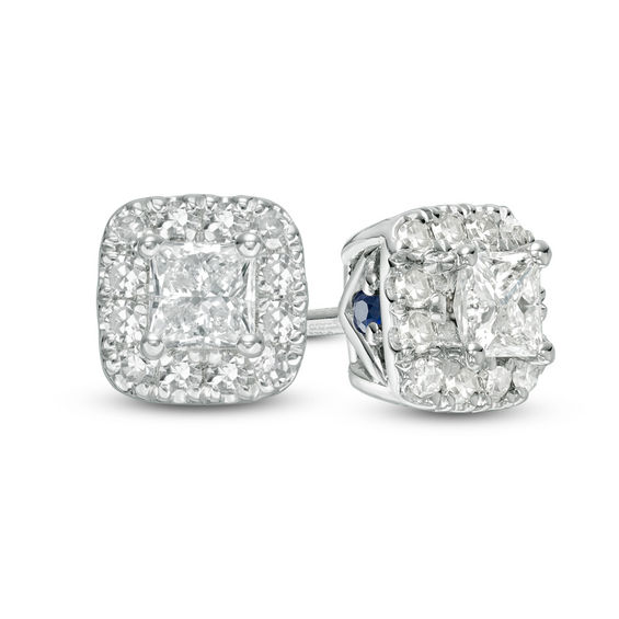 Vera Wang Love Collection 0.37 CT. T.W. Princess-Cut Diamond Frame Stud Earrings in 14K White Gold