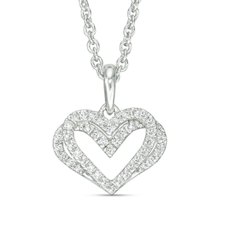 The Kindred Heart from Vera Wang Love Collection 0.09 CT. T.W. Diamond Mini Pendant in Sterling Silver - 19"