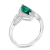 Thumbnail Image 1 of Marquise Lab-Created Emerald and White Sapphire Frame Ring in 10K White Gold