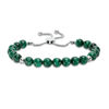 Thumbnail Image 0 of 8.0mm Malachite and Polished Bead Bolo Bracelet in Sterling Silver - 9.0"