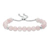 8.0mm Rose Quartz and Polished Bead Bolo Bracelet in Sterling Silver - 9.0"