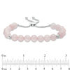 8.0mm Rose Quartz and Polished Bead Bolo Bracelet in Sterling Silver - 9.0"