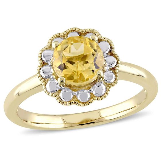 6.5mm Citrine Flower Vintage-Style Ring in 10K Gold