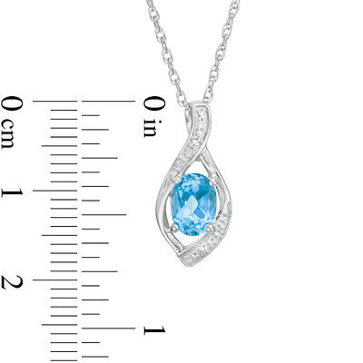 Oval Blue Topaz and Lab-Created White Sapphire Beaded Open Flame Pendant and Drop Earrings Set in Sterling Silver