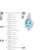 Oval Blue Topaz and Lab-Created White Sapphire Beaded Open Flame Pendant and Drop Earrings Set in Sterling Silver