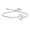 Thumbnail Image 0 of Vera Wang Love Collection 0.07 CT. T.W. Diamond Heart-Top Key Bolo Bracelet in Sterling Silver - 8.5"
