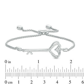 Vera Wang Love Collection 0.07 CT. T.W. Diamond Heart-Top Key Bolo Bracelet in Sterling Silver - 8.5"