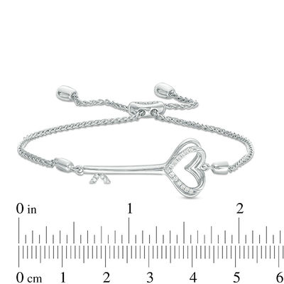 Vera Wang Love Collection 0.07 CT. T.W. Diamond Heart-Top Key Bolo Bracelet in Sterling Silver - 8.5"