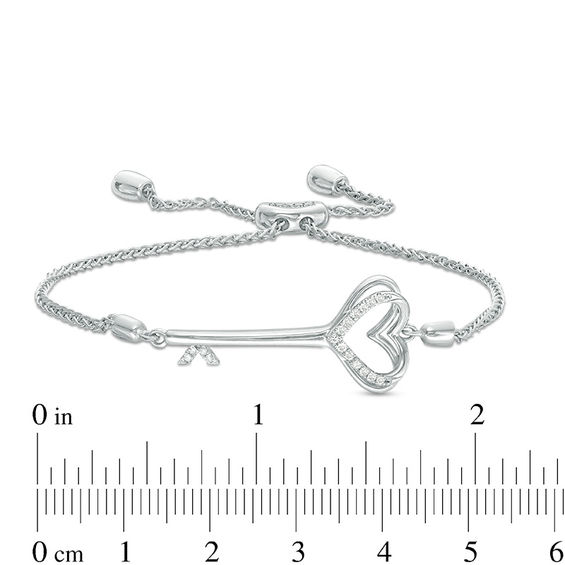 Vera Wang Love Collection 0.07 CT. T.W. Diamond Heart-Top Key Bolo Bracelet in Sterling Silver - 8.5"