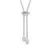 Vera Wang Love Collection 0.30 CT. T.W. Diamond and Blue Sapphire Chevron Bolo Bracelet in 14K White Gold - 8.0"