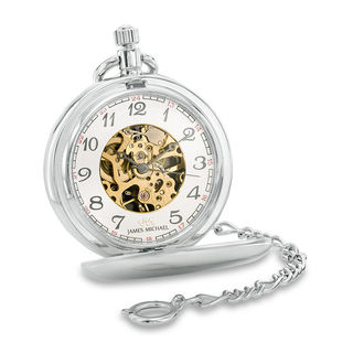 Men's James Michael Pocket Watch with Silver-Tone Skeleton Dial (Model: PMA181003C)