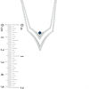 Vera Wang Love Collection Blue Sapphire and 0.07 CT. T.W. Diamond Double Strand Necklace in Sterling Silver - 19"