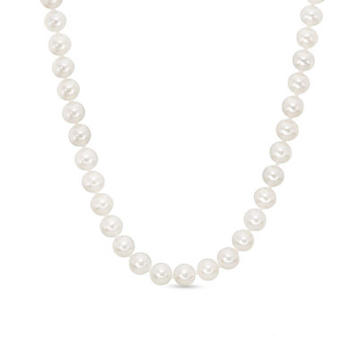 Vera Wang Love Collection 6.5-7.0mm Freshwater Cultured Pearl 0.07 CT. T.W. Diamond Strand Necklace in Sterling Silver