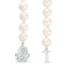 Vera Wang Love Collection 6.5-7.0mm Freshwater Cultured Pearl  0.07 CT. T.W. Diamond Strand Bracelet in Sterling Silver