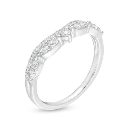 0.33 CT. T.W. Diamond Art Deco Contour Anniversary Band in 14K White Gold