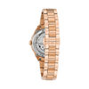 Ladies' Bulova Automatic Diamond Accent Rose-Tone Watch with Mother-of-Pearl Skeleton Dial (Model: 97P121)